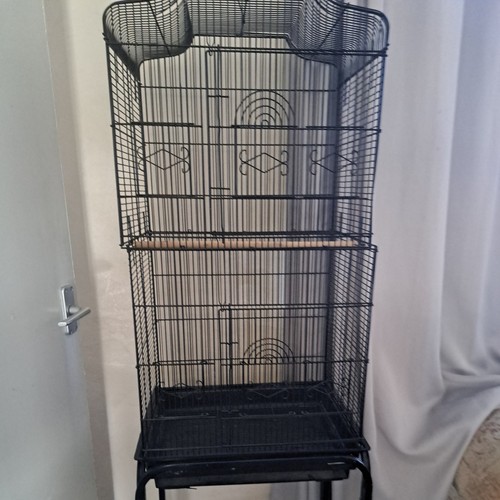 Black metal bird cage - bird, with