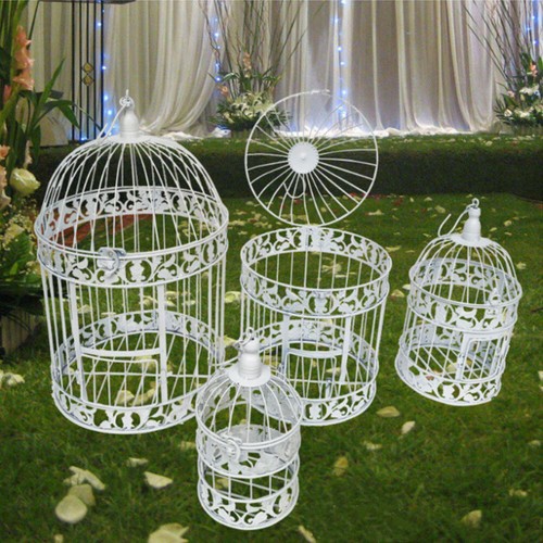 Metal vintage bird cage white - metal,