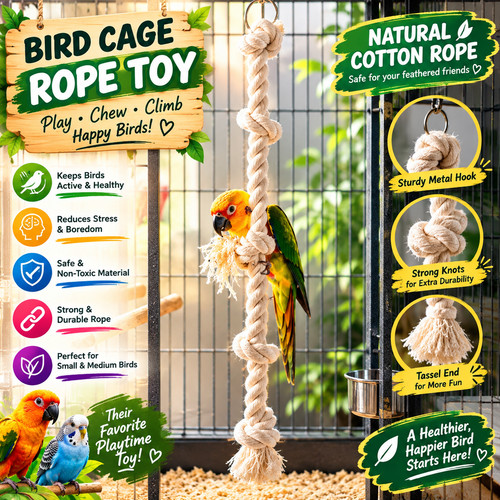 Parrot climbing cotton rope - climbing,