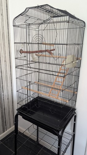 Bird cage with - cage, stand