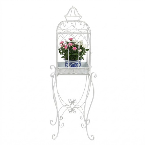 Iron bird cage plant stand - plant,