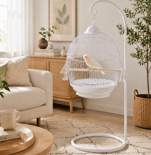 Small bird cage stand with - bird, no