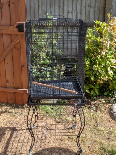 Black metal bird - metal, cage