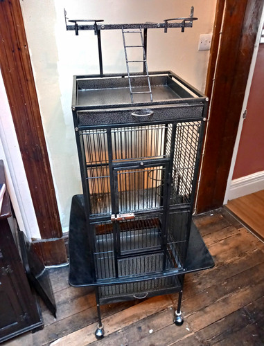 Black metal bird cage stand - cage,